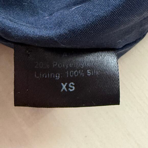 Jenni Kayne Navy Crewneck Long Sleeve Shift Midi Dress Side Slits Silk Lined, XS - Picture 13 of 14